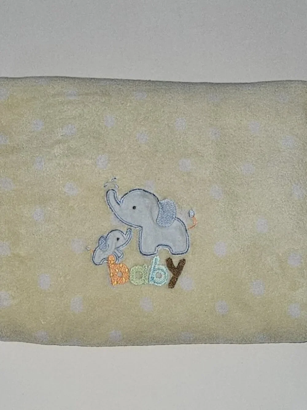 Carter's Child of Mine Yellow White Polka Dot Elephant Baby Blanket Fleece